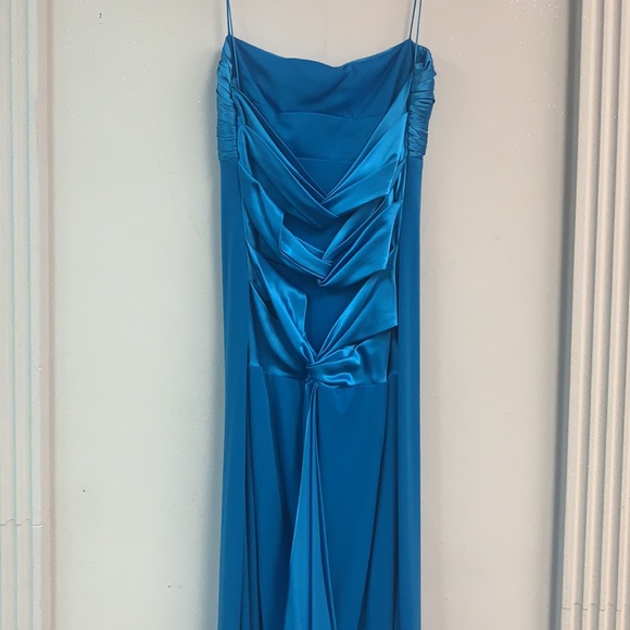 Long blue prom dress with empire waist line - Picture 4 of 6